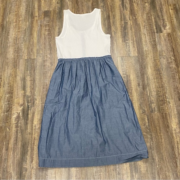 Gap Ladies‎ White and Blue Button-Down Midi Dress Pockets Sleeveless Size XL - Picture 6 of 8